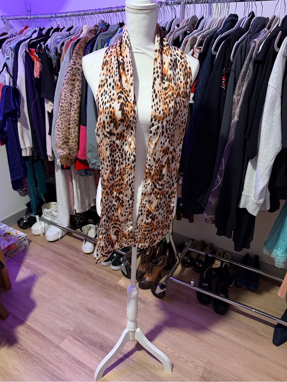 Leopard Print Lightweight Scarf - Brown/Black